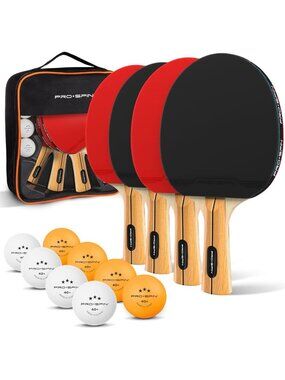 High-Performance Ping Pong Paddle Set with Rackets, 3-Star Balls & Storage Case